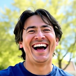 A joyful man laughing heartily, capturing the delight in his expression