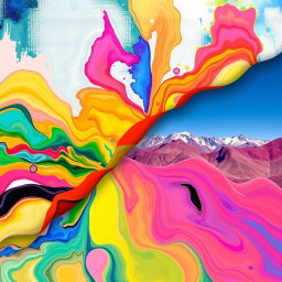 A vibrant graphic collage featuring two distinct images blended seamlessly
