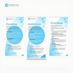 A professional banner design for Anesthesia Care, showcasing clear and concise information about complications in Pre-Anesthesia, Intra-Anesthesia, and Post-Anesthesia stages