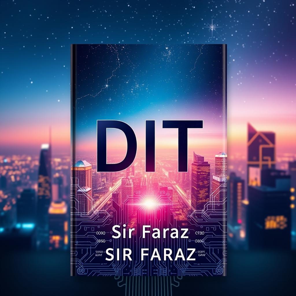 A captivating book cover design for the title "DIT" by Sir Faraz, set in the year 2025