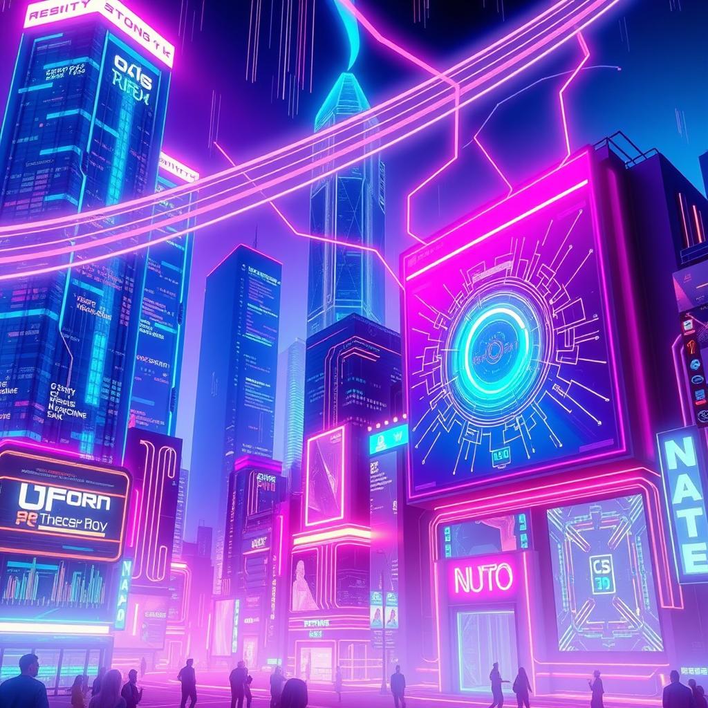 A vibrant and dynamic streaming background featuring a futuristic digital cityscape