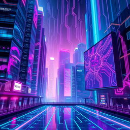 A vibrant and dynamic streaming background featuring a futuristic digital cityscape