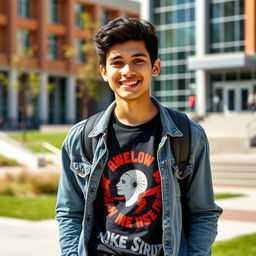 A portrait of a cool and trendy college boy named Angelo Cruz