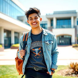 A portrait of a cool and trendy college boy named Angelo Cruz