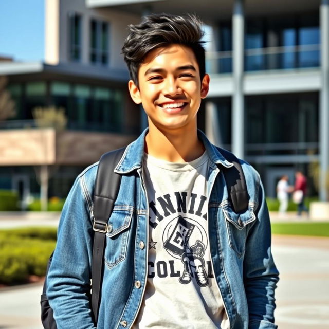 A portrait of a cool and trendy college boy named Angelo Cruz