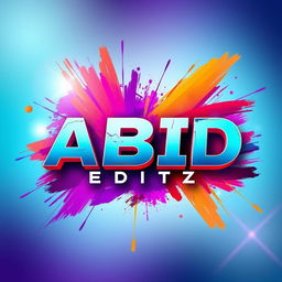 A vibrant, artistic cover photo for 'ABID Editz', featuring an abstract blend of colors like teal, purple, and orange for a dynamic effect