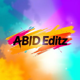 A vibrant, artistic cover photo for 'ABID Editz', featuring an abstract blend of colors like teal, purple, and orange for a dynamic effect
