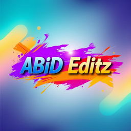 A vibrant, artistic cover photo for 'ABID Editz', featuring an abstract blend of colors like teal, purple, and orange for a dynamic effect