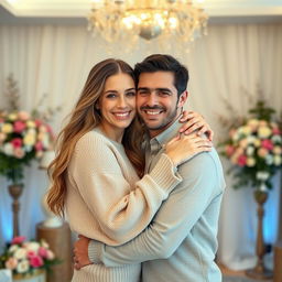 A warm and intimate hug between two people, radiating love and affection
