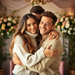 A warm and intimate hug between two people, radiating love and affection