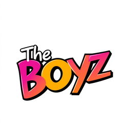 A sleek and modern text logo for 'The Boyz', featuring bold, stylized letters in a vibrant and eye-catching color palette