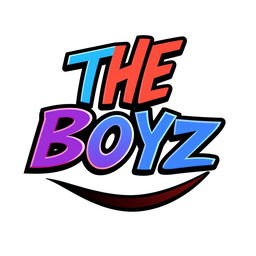 A sleek and modern text logo for 'The Boyz', featuring bold, stylized letters in a vibrant and eye-catching color palette
