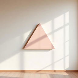 A geometric abstract art piece featuring a wall with a prominent triangle design