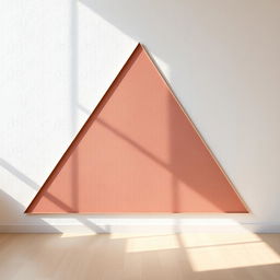 A geometric abstract art piece featuring a wall with a prominent triangle design