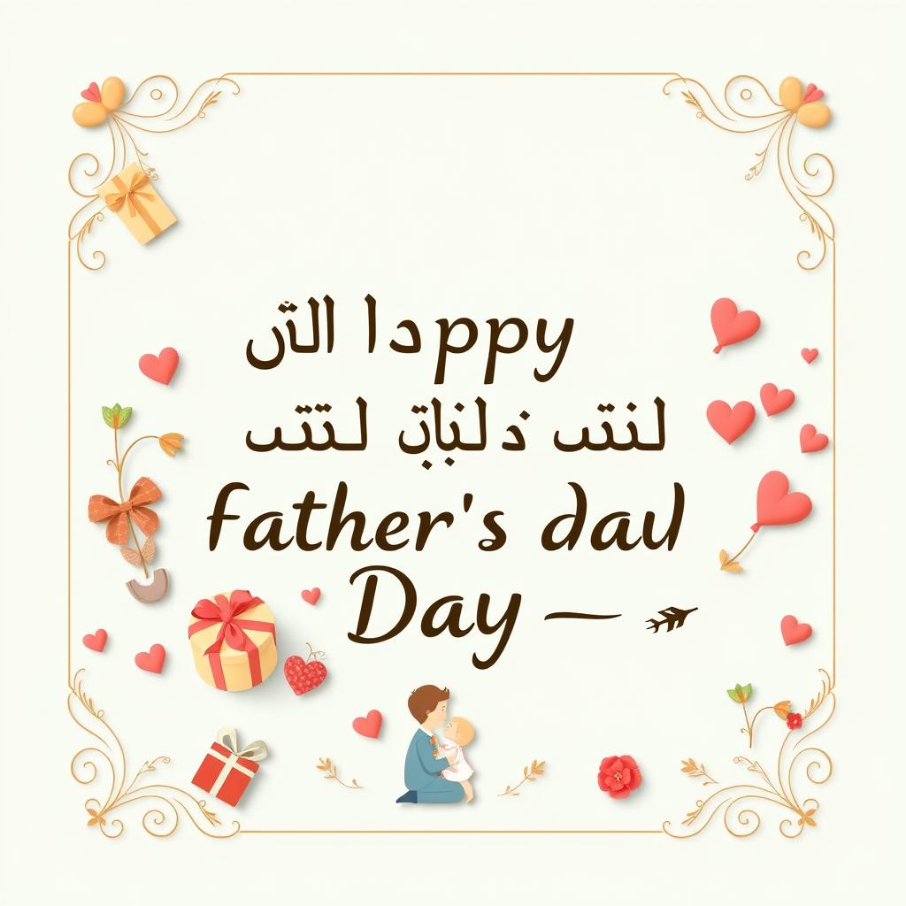 A heartwarming graphic design for Father's Day featuring the phrase "هدیه‌ای خاص برای پدران خاص، روز پدر مبارک"