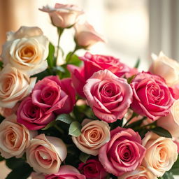 A beautiful artistic composition of white and dark pink roses, intricately arranged to create a stunning and elegant frame