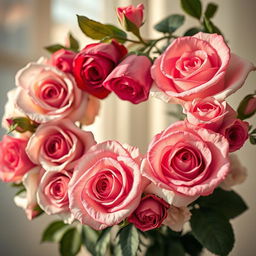 A beautiful artistic composition of white and dark pink roses, intricately arranged to create a stunning and elegant frame