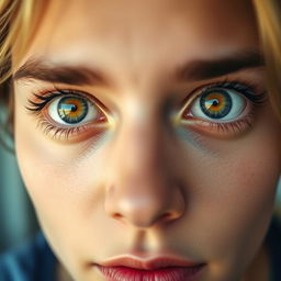 A mesmerizing close-up of a person with striking eyes wide open, capturing the depth and emotion in their gaze