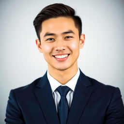 A professional headshot for a CV, featuring a confident individual smiling warmly