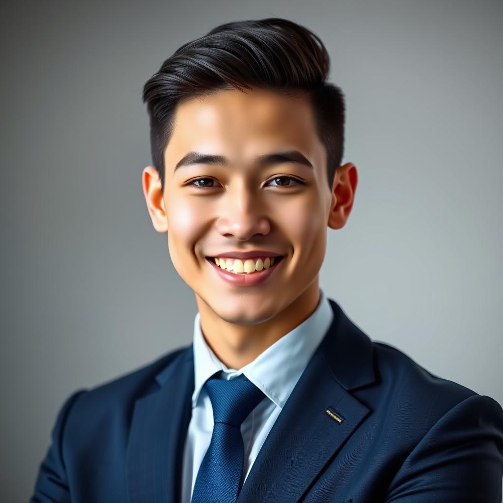 A professional headshot for a CV, featuring a confident individual smiling warmly