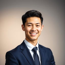 A professional headshot for a CV, featuring a confident individual smiling warmly