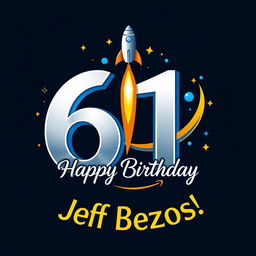 A celebratory logo design for Jeff Bezos' 61st birthday, featuring a stylized representation of the number '61'