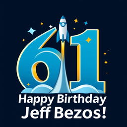 A celebratory logo design for Jeff Bezos' 61st birthday, featuring a stylized representation of the number '61'