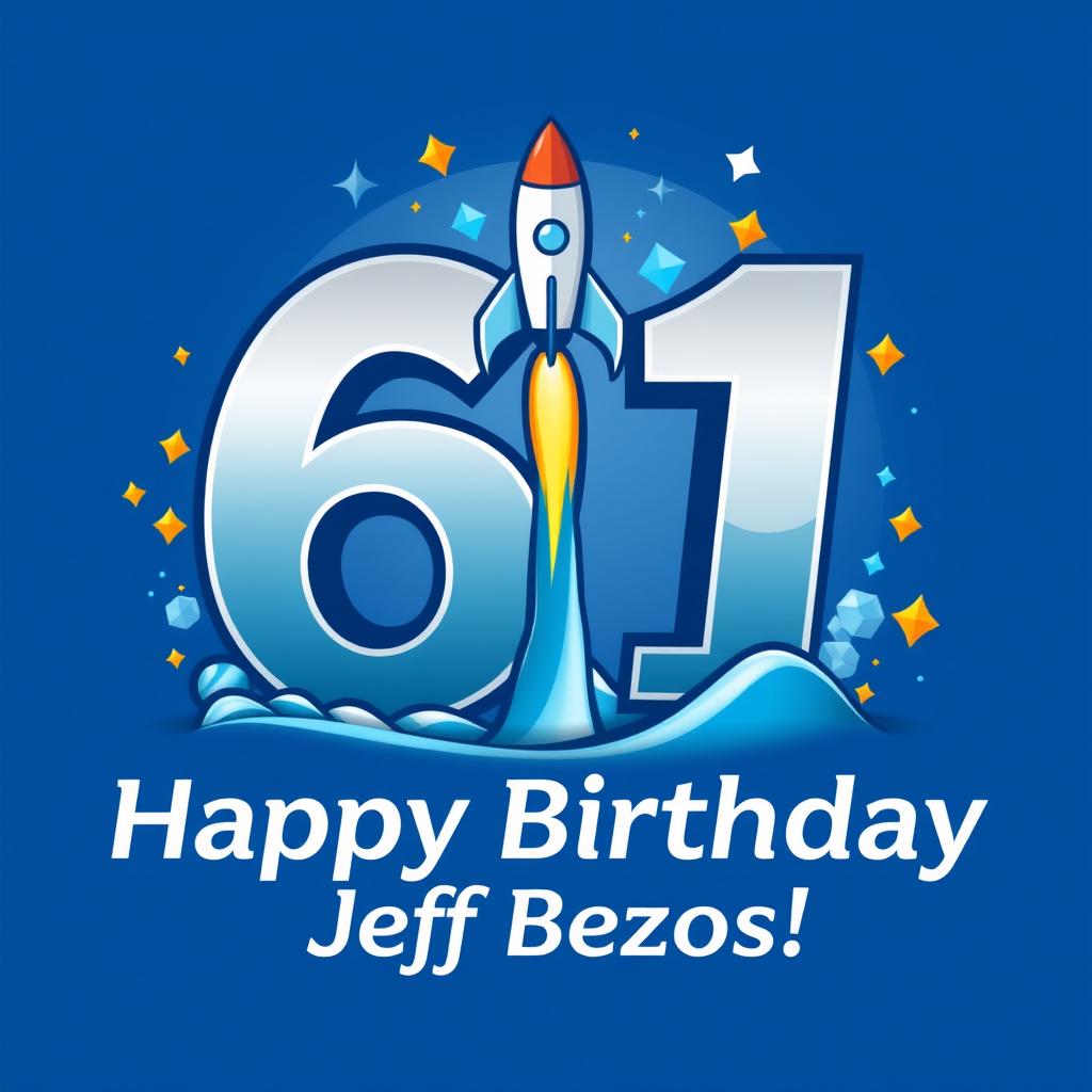 A celebratory logo design for Jeff Bezos' 61st birthday, featuring a stylized representation of the number '61'