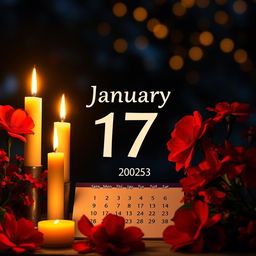 A beautifully designed calendar page for January 17, 2025, set against a night backdrop