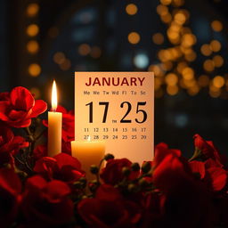 A beautifully designed calendar page for January 17, 2025, set against a night backdrop