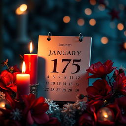 A beautifully designed calendar page for January 17, 2025, set in a cozy night scene