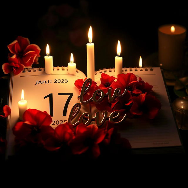 A beautiful calendar page showcasing January 17, 2025, set at night