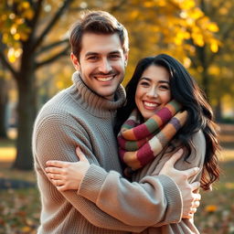 A warm and heartfelt scene capturing two people embracing in a gentle hug