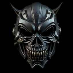 A mysterious and intimidating mask designed with dark colors such as black and dark gray, conveying a sense of fear