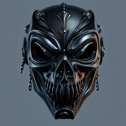 A mysterious and intimidating mask designed with dark colors such as black and dark gray, conveying a sense of fear