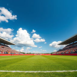A vibrant and lush green soccer field, perfectly manicured and clean, complete with white goalposts at each end