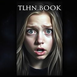 A chilling book cover featuring a teenage girl's face displaying a scared expression