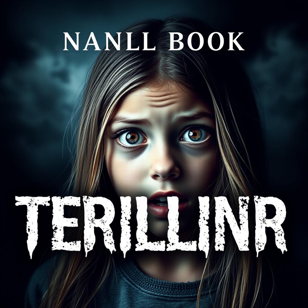 A chilling book cover featuring a teenage girl's face displaying a scared expression