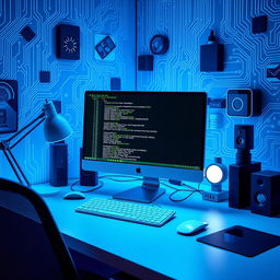 An artistic representation of a Linux operating system interface on a computer screen