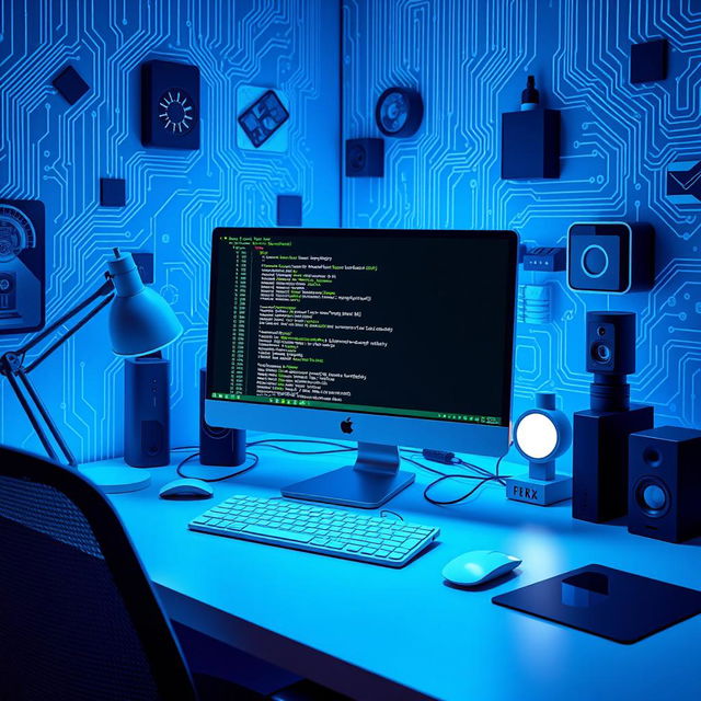 An artistic representation of a Linux operating system interface on a computer screen