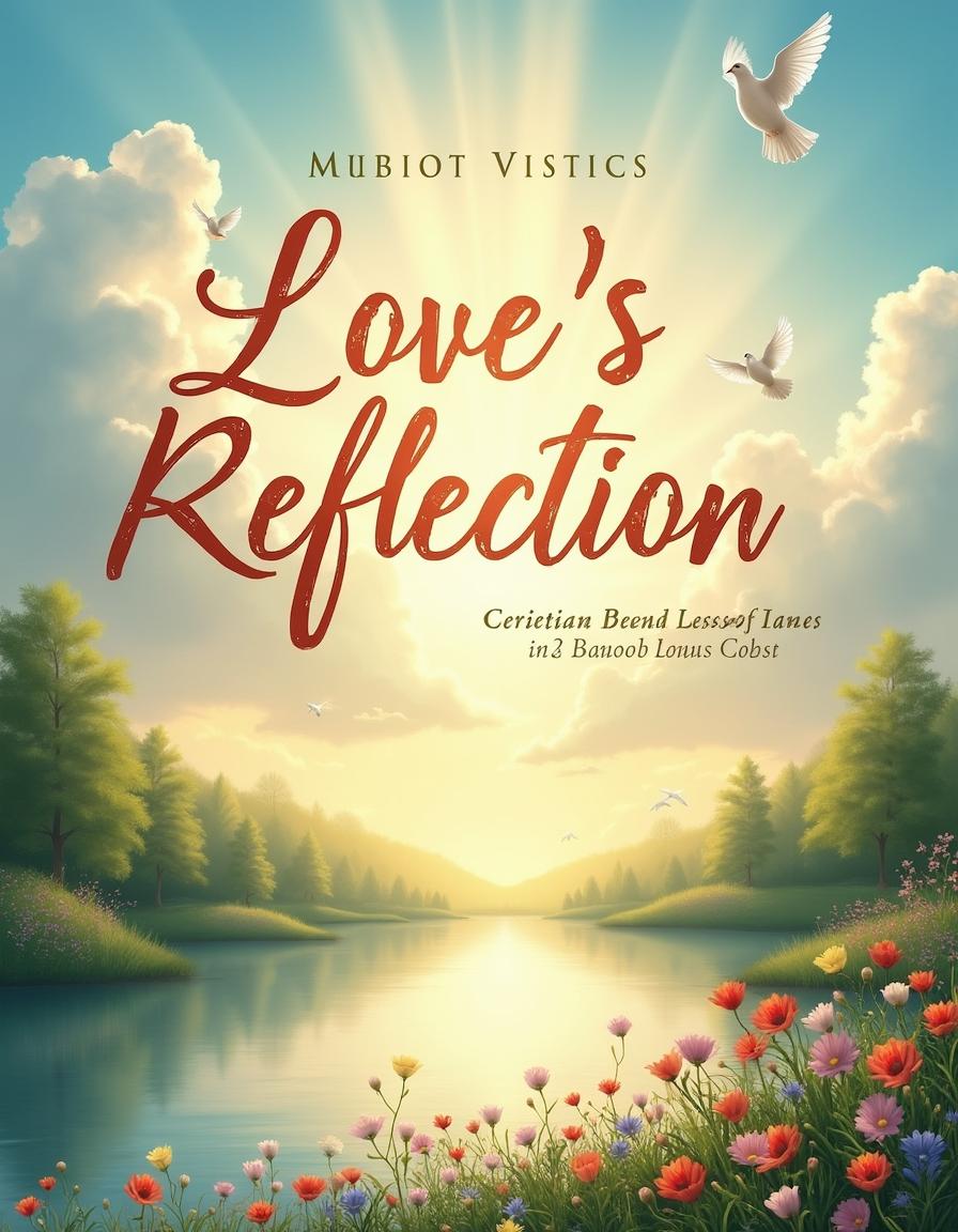 A trendy Christian book cover design featuring the title 'Love's Reflection' in beautiful, flowing typography that incorporates a cross subtly within the letters