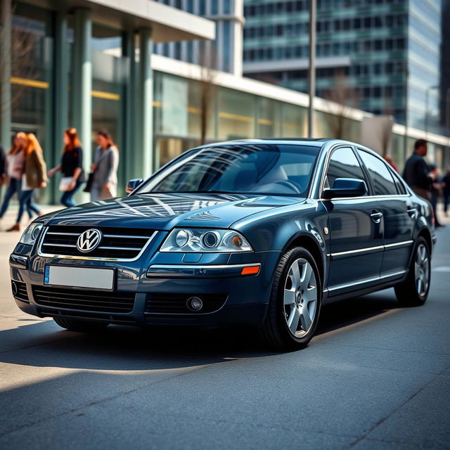 A sleek and stylish modern Volkswagen Passat from the year 2000, showcasing an elegant design with smooth lines and a distinctive profile