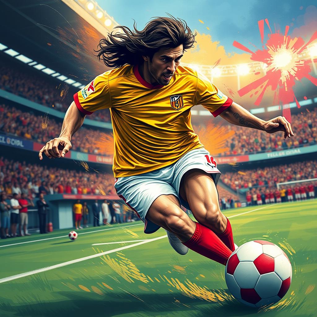 An artistic representation of a legendary soccer player, inspired by the great PELÉ