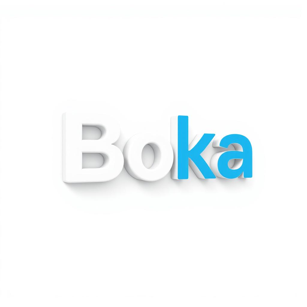 A modern 3D logo featuring the word 'Boka', designed with a sleek, simple, and minimalistic approach