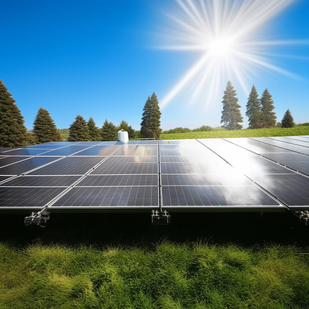 A state-of-the-art automatic solar panel cleaning machine working efficiently under a sunny blue sky.