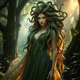 A mesmerizing female Medusa set in an enchanting forest