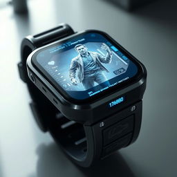 A futuristic smartwatch featuring an astonishing hologram of a person projected from its surface