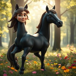 An imaginative creature resembling a centaur, featuring the robust body of a horse combined with the upper torso of a human
