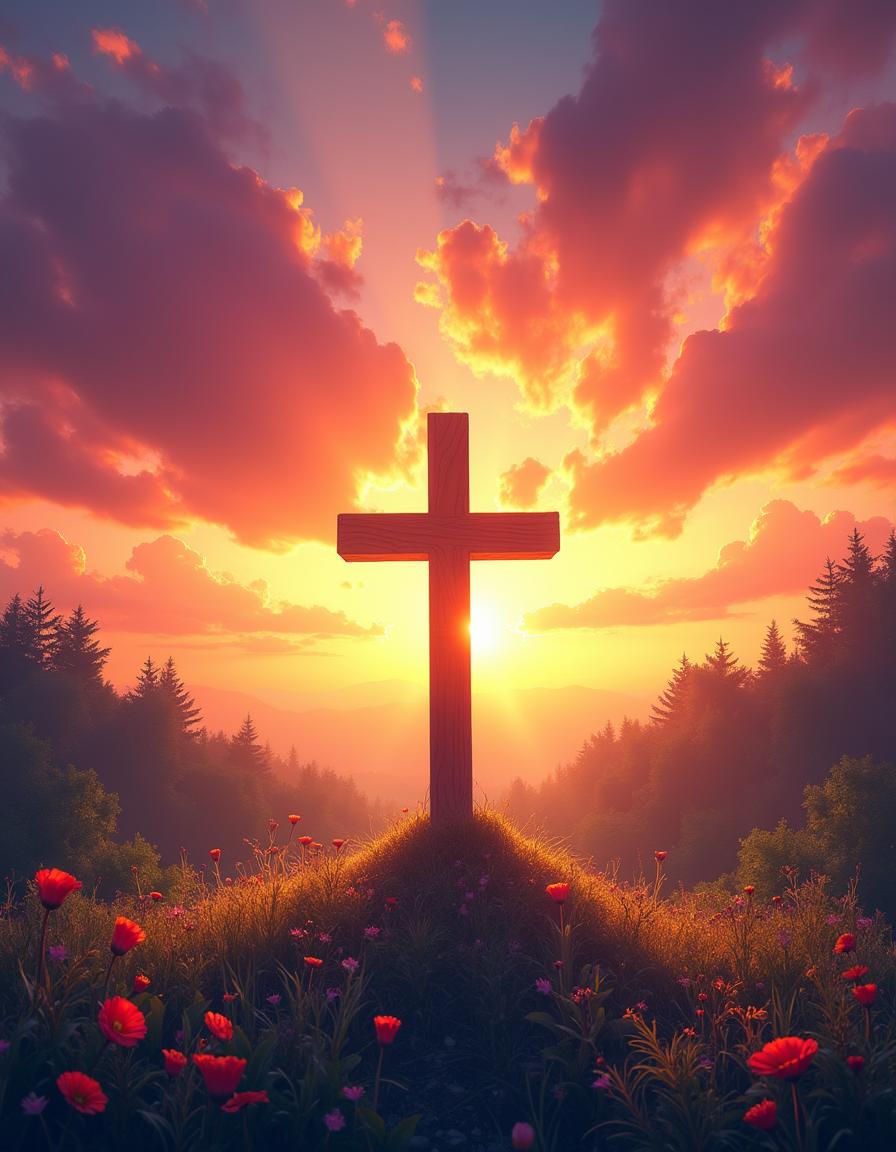 A trendy Christian book cover design featuring a beautiful and serene landscape that conveys peace and spirituality
