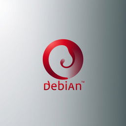 A sleek, modern digital artwork representation of the Debian logo, incorporating elements like a stylized swirl to symbolize its versatility and open-source nature